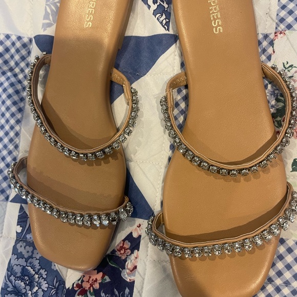 Express Brown Sandals with Sparkling Accents - Picture 2 of 3